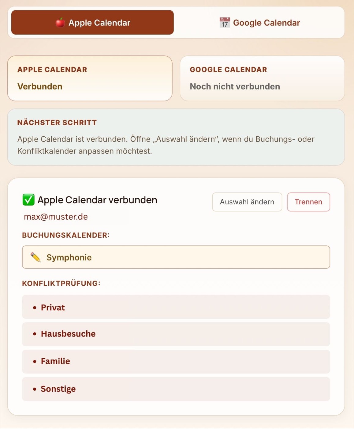 Kalender-Sync mit Apple Calendar und Google Calendar in Casepoint