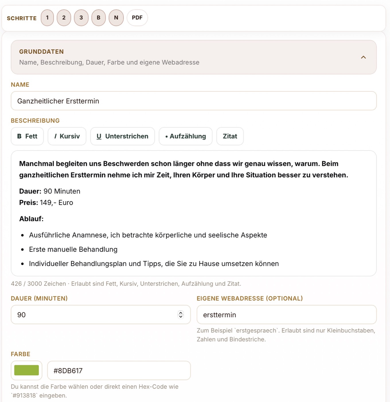 Maske zum Anlegen eines Termintyps in Casepoint